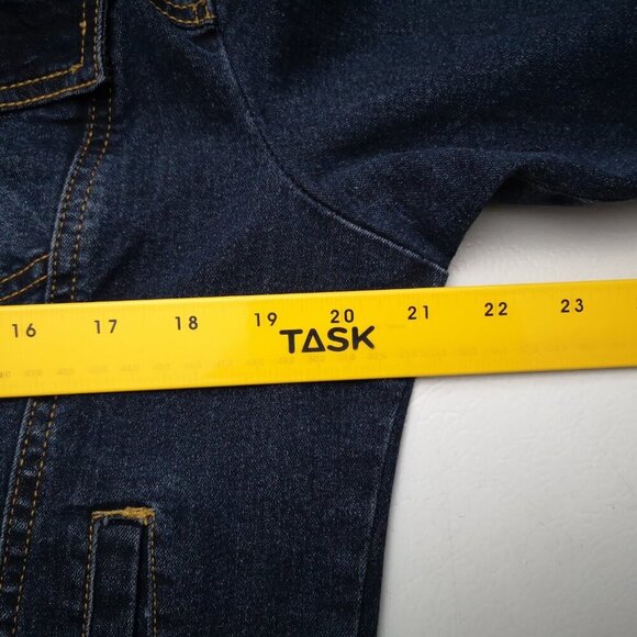 Moto Jeans Ladies Size XL Dark Wash Blue Button Front Jean Jacket - Picture 10 of 12